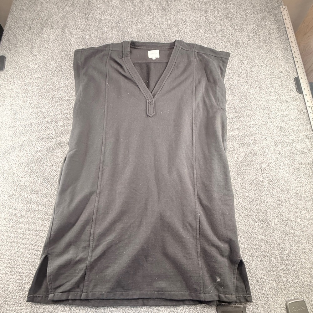 Sundays Black Sleeveless V-Neck Tunic Dress Side Slits Size 2 0487